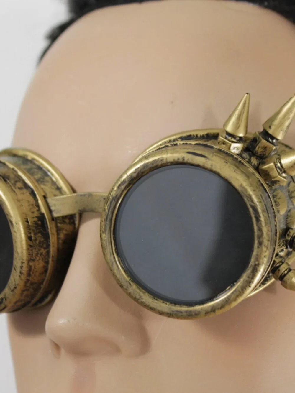 NEW Adult Gothic Steampunk Goggles Gold Spike Costume Eyewear for Halloween Rave